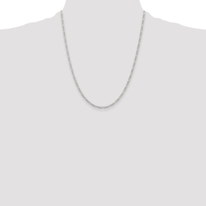 Sterling Silver Rhodium-plated 2.25mm Figaro Chain
