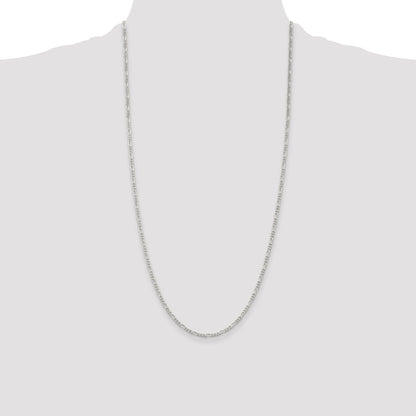 Sterling Silver Rhodium-plated 2.25mm Figaro Chain