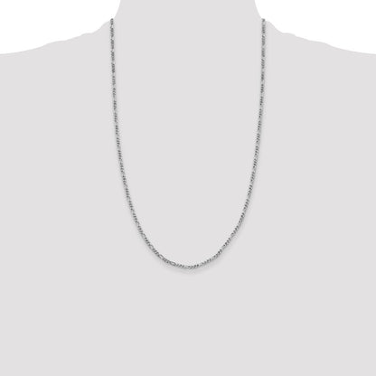 Sterling Silver Rhodium-plated 2.5mm Figaro Chain