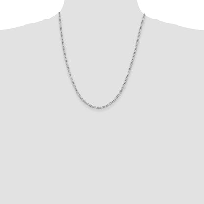 Sterling Silver Rhodium-plated 2.85mm Figaro Chain