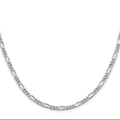 Sterling Silver Rhodium-plated 3.5mm Figaro Chain