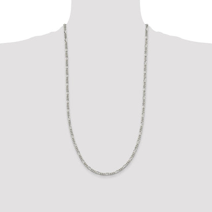 Sterling Silver Rhodium-plated 3.5mm Figaro Chain