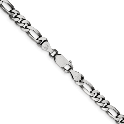 Sterling Silver Antiqued 5.5mm Figaro Chain