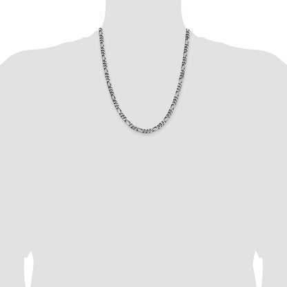 Sterling Silver Antiqued 5.5mm Figaro Chain