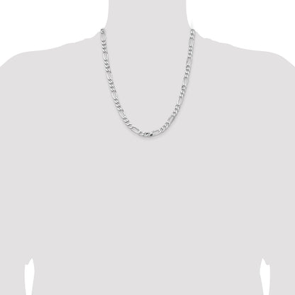 Sterling Silver Rhodium-plated 6.5mm Figaro Chain