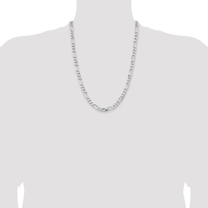 Sterling Silver Rhodium-plated 6.5mm Figaro Chain