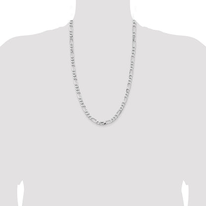 Sterling Silver Rhodium-plated 6.5mm Figaro Chain