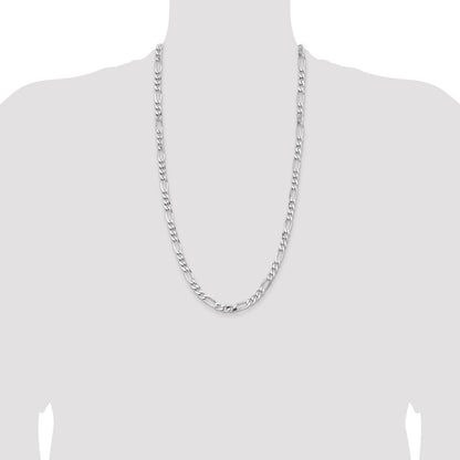 Sterling Silver Rhodium-plated 6.5mm Figaro Chain
