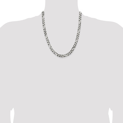 Sterling Silver Antiqued 7.5mm Figaro Chain