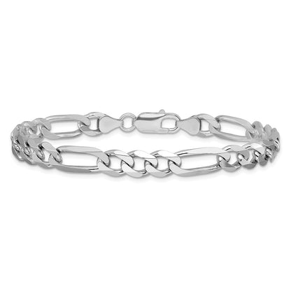 Sterling Silver Rhodium-plated 7.5mm Figaro Chain