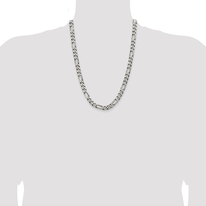 Sterling Silver Antiqued 7.75mm Figaro Chain
