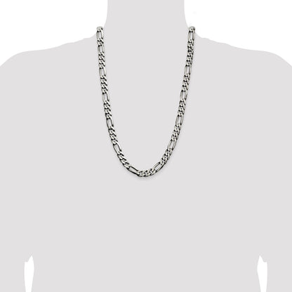 Sterling Silver Antiqued 9mm Figaro Chain