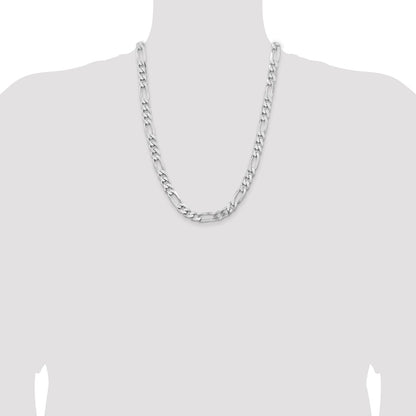 Sterling Silver Rhodium-plated 9mm Figaro Chain