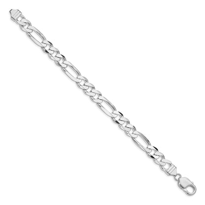 Sterling Silver Rhodium-plated 9mm Figaro Chain