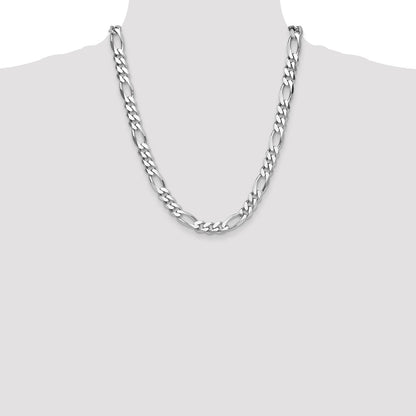 Sterling Silver Rhodium-plated 10.2mm Figaro Chain