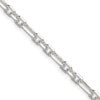 Sterling Silver D/C 4.5mm 3 Short Plus 1 Long Cable Link Chain