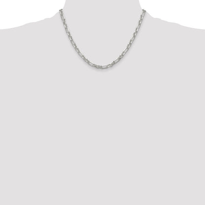 Sterling Silver D/C 6mm 3 Short Plus 1 Long Cable Link Chain