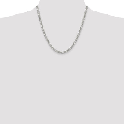 Sterling Silver D/C 6mm 3 Short Plus 1 Long Cable Link Chain