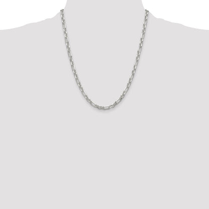 Sterling Silver D/C 6mm 3 Short Plus 1 Long Cable Link Chain