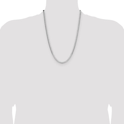 Sterling Silver Rhodium-plated 4mm D/C Square Curb Chain