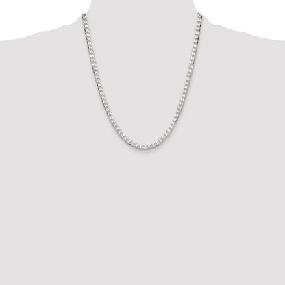 Sterling Silver Rhodium-plated 5mm D/C Square Curb Chain