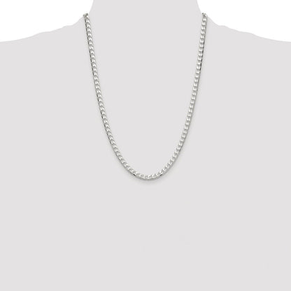 Sterling Silver Rhodium-plated 5mm D/C Square Curb Chain