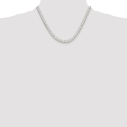 Sterling Silver Rhodium-plated 5.75mm D/C Square Curb Chain