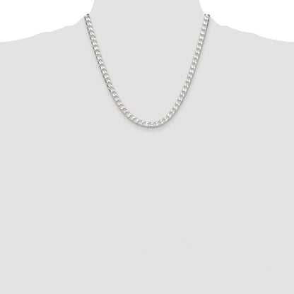 Sterling Silver Rhodium-plated 5.75mm D/C Square Curb Chain