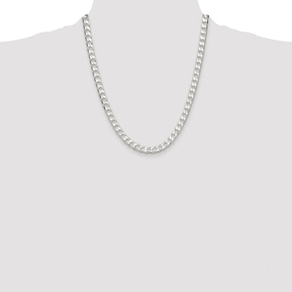 Sterling Silver Rhodium-plated 5.75mm D/C Square Curb Chain