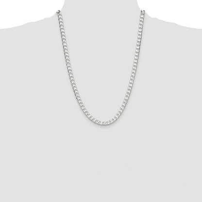 Sterling Silver Rhodium-plated 5.75mm D/C Square Curb Chain