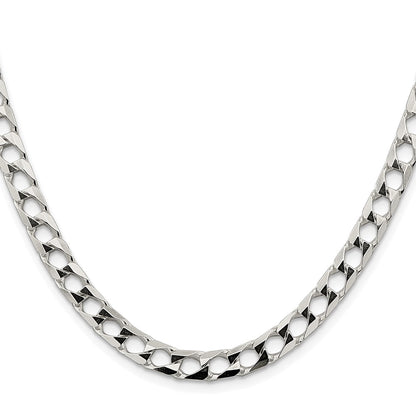 Sterling Silver Rhodium-plated 6.25mm D/C Square Curb Chain