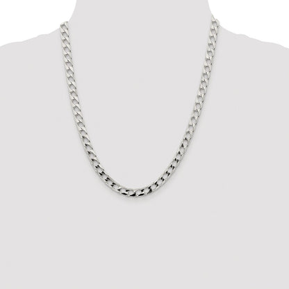 Sterling Silver Rhodium-plated 6.25mm D/C Square Curb Chain