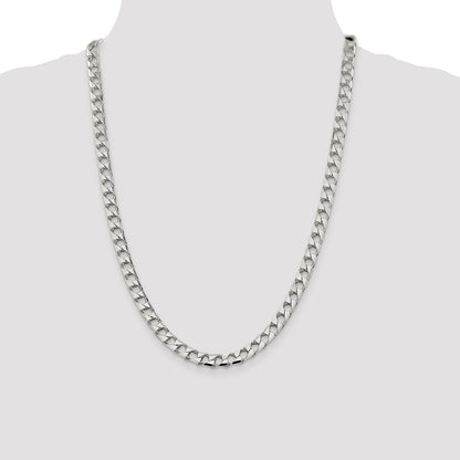 Sterling Silver 7.2mm D/C Square Curb Chain