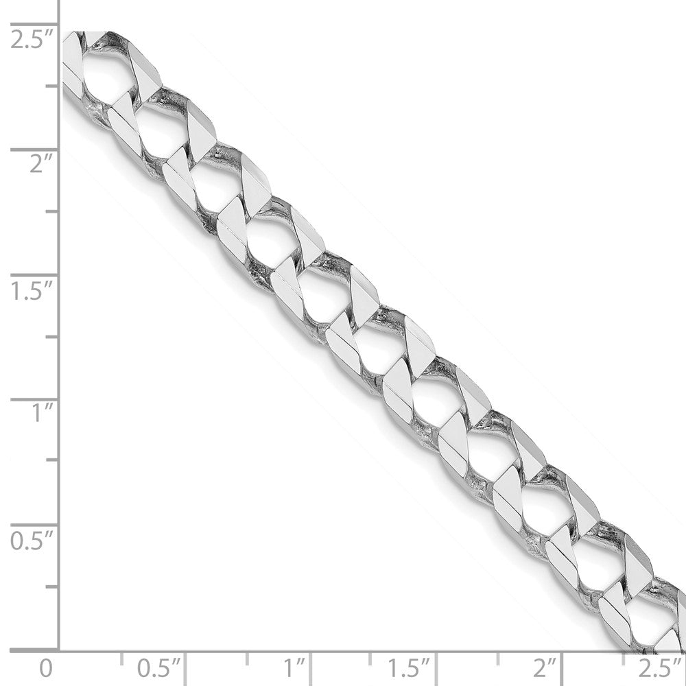 Sterling Silver Rhodium-plated 7.2mm D/C Square Curb Chain