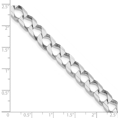 Sterling Silver Rhodium-plated 7.2mm D/C Square Curb Chain