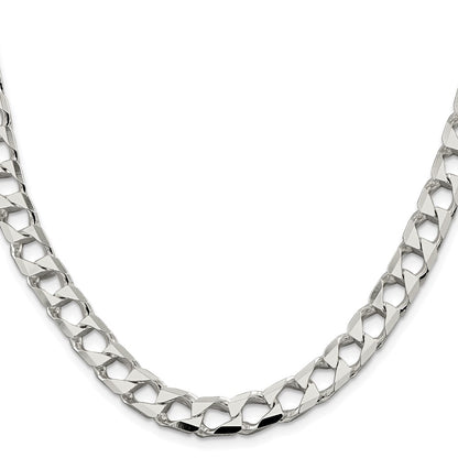 Sterling Silver Rhodium-plated 8.6mm D/C Square Curb Chain
