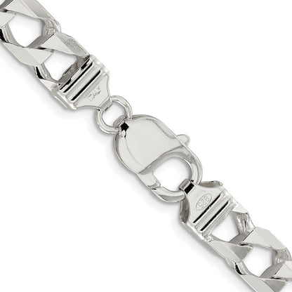 Sterling Silver Rhodium-plated 8.6mm D/C Square Curb Chain