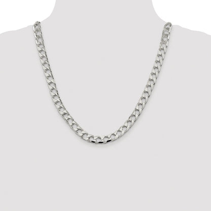 Sterling Silver Rhodium-plated 8.6mm D/C Square Curb Chain