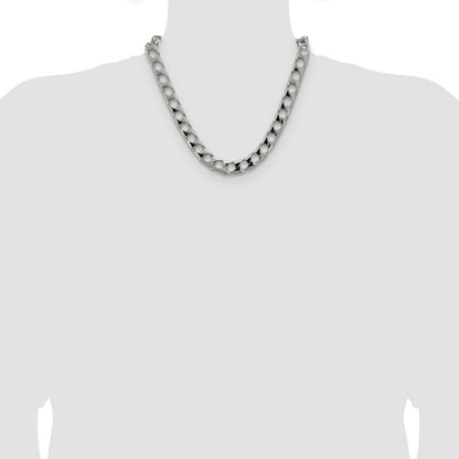 Sterling Silver Rhodium-plated 10.3mm D/C Square Curb Chain