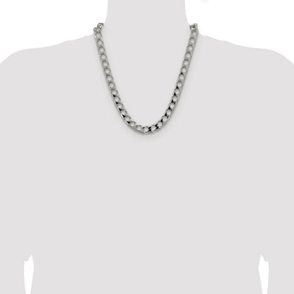 Sterling Silver Rhodium-plated 10.3mm D/C Square Curb Chain