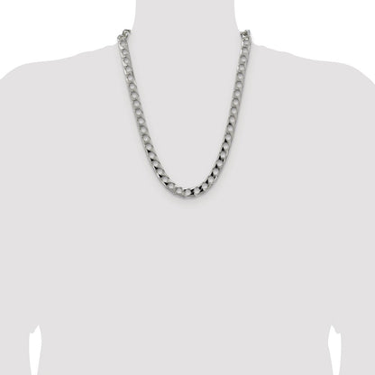 Sterling Silver Rhodium-plated 10.3mm D/C Square Curb Chain