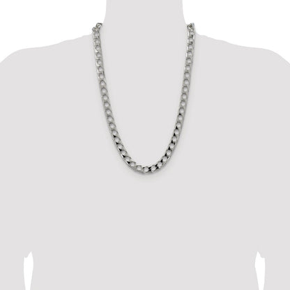 Sterling Silver Rhodium-plated 10.3mm D/C Square Curb Chain