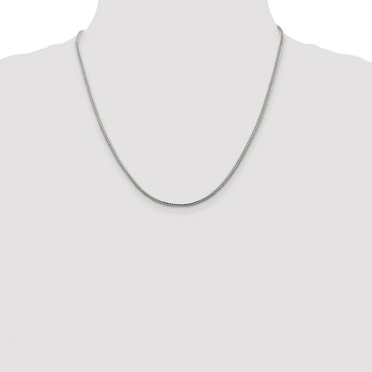 Sterling Silver Rhodium-plated 2mm Diamond-cut Round Franco Chain