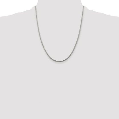 Sterling Silver Rhodium-plated 2mm Diamond-cut Round Franco Chain