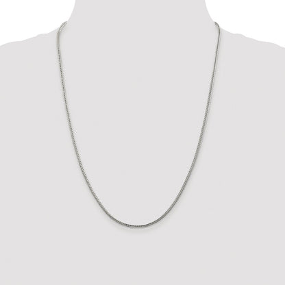Sterling Silver Rhodium-plated 2mm Diamond-cut Round Franco Chain