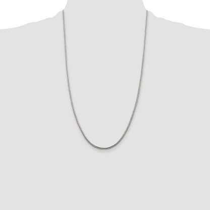 Sterling Silver Rhodium-plated 2mm Diamond-cut Round Franco Chain