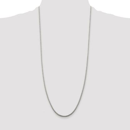 Sterling Silver Rhodium-plated 2mm Diamond-cut Round Franco Chain