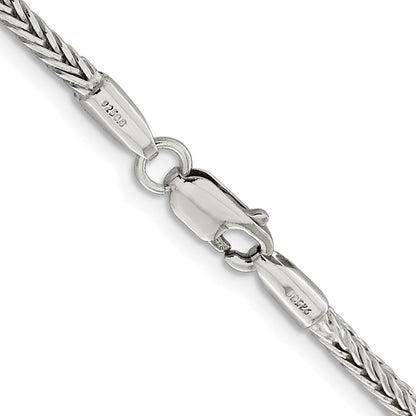Sterling Silver Rhodium-plated 2.5mm Diamond-cut Round Franco Chain