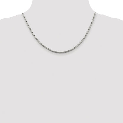 Sterling Silver Rhodium-plated 2.5mm Diamond-cut Round Franco Chain