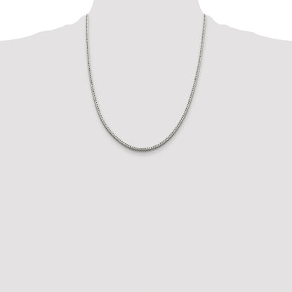 Sterling Silver Rhodium-plated 2.5mm Diamond-cut Round Franco Chain